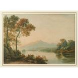 Attributed to John Varley (1778-1842) watercolour - Lake Killarney with Ross Castle beyond, signed,