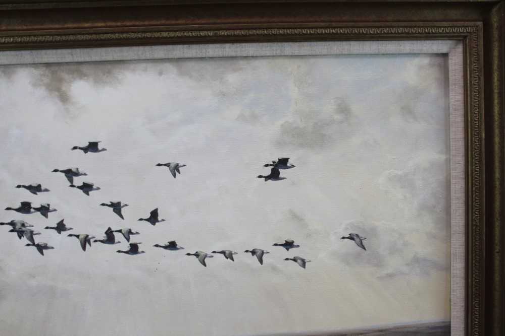 *Julian Novorol (b.1949) pair of oils on canvas - Geese over the Marshes, signed and dated 1989, 40. - Image 9 of 17