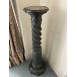 Victorian sepertine marble column, twisted column, on octagonal base, 98cm high