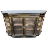 Victorian ebony and brass mounted serpentine sideboard