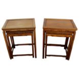 Two matching pairs of Chinese hardwood tables