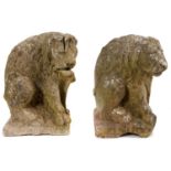 Pair of 18th / 19th century carved stone heraldic lions
