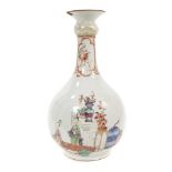 Chinese famille rose porcelain bottle vase, Qianlong period, decorated with figures, 24cm high
