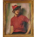 *Gerald Spencer Pryse (1882-1956) oil on canvas - woman with hat, signed, 76 x 62cm, framed