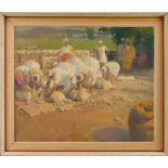 *Gerald Spencer Pryse (1882-1956) oil on canvas - Sheep shearing, probably Tangiers, 62 x 75cm, fram