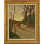 Patrick Downie (1854-1945) oil on canvas - The End of the Day, signed, 45.5cm x 35.5cm in gilt frame