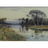 Robert Winchester Fraser (1848-1906) watercolour - River landscape, signed.