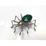 Effie Spencer silver and malachite novelty spider brooch