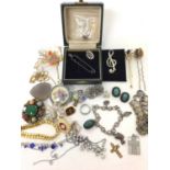 Costume jewellery including Georgian mourning brooch, Scottish pin and other items