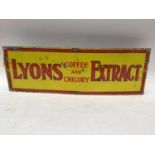 Vintage enamel sign - 'Lyons Coffee and Chicory Extract' - red on a yellow sign