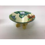 Art Deco Clarice Cliff Bizarre 'Fragrance' pattern bowl of conical form with four circular disc feet