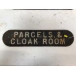 Original cast iron railway sign - Parcels, & Cloak Room