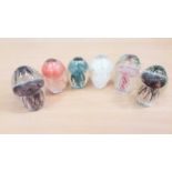 Six Art glass jellyfish paperweights (6)