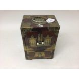 Chinese hardwood and brass mounted puzzle box