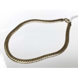 Italian yellow metal (stamped 375) flat curb link necklace