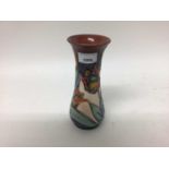 Moorcroft pottery vase decorated with red tulips by Sally Tuffin