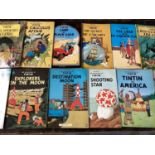 Box of The adventures of Tintin by Herge books. 25 in total