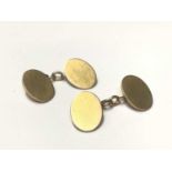 Pair 15ct gold oval panel cufflinks