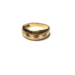 Edwardian 18ct gold diamond three stone ring in gypsy setting