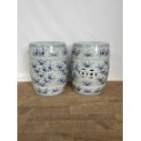 Pair of antique-style Chinese blue and white garden seats, 45cm high