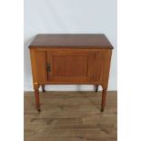 Edwardian walnut washstand with panelled door on turned legs, 73cm wide, 43.5cm deep, 73cm high