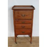 Edwardian walnut cabinet with fall flap and three drawers below, stamped Flashman & Co, Dover, 55.5c