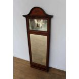 Early 19th century Danish mahogany pier mirror with shell inlaid cresting.