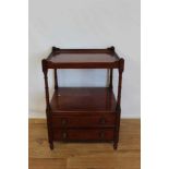 Mahogany two tier side table with two drawers below, 47cm wide, 40.5cm deep, 64cm high