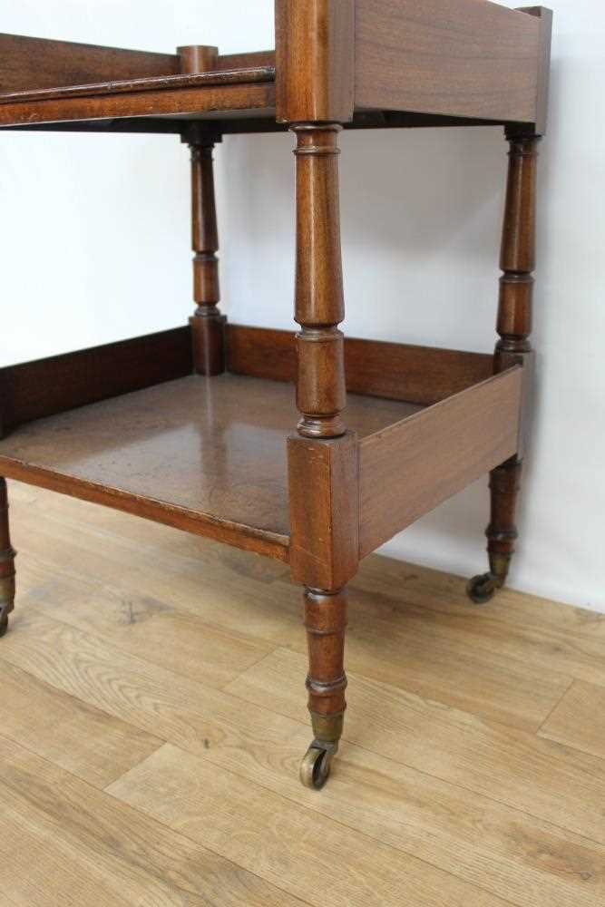 Victorian mahogany two tier table/whatnot on turned legs with brass capped castors, 52cm wide, 44.5c - Image 3 of 4