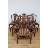 Set of six Georgian style mahogany dining chairs with pierced splat backs and drop in seats