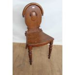 Victorian oak hall chair on turned legs