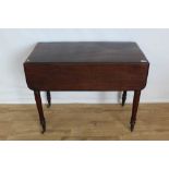 Nineteenth century mahogany Pembroke table with end drawer on turned legs, 92cm