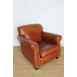 Laura Ashley leather armchair, of square form on tapered legs