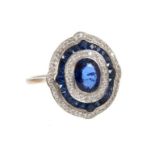 Art Deco style sapphire and diamond ring