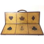 Rare early Victorian sailor's inlaid wood Crown and Anchor folding board game, c. 1840.
