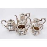 Mid 19th century five piece silver tea set