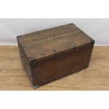 19th century brass mounted oak military trunk