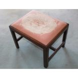 19th century mahogany framed stool with drop-in upholstered seat, on chamfered legs, 56cm x 44cm