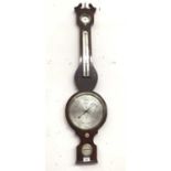 19th century banjo barometer by Birch, Tenderden, silvered scales in mahogany case 97cm
