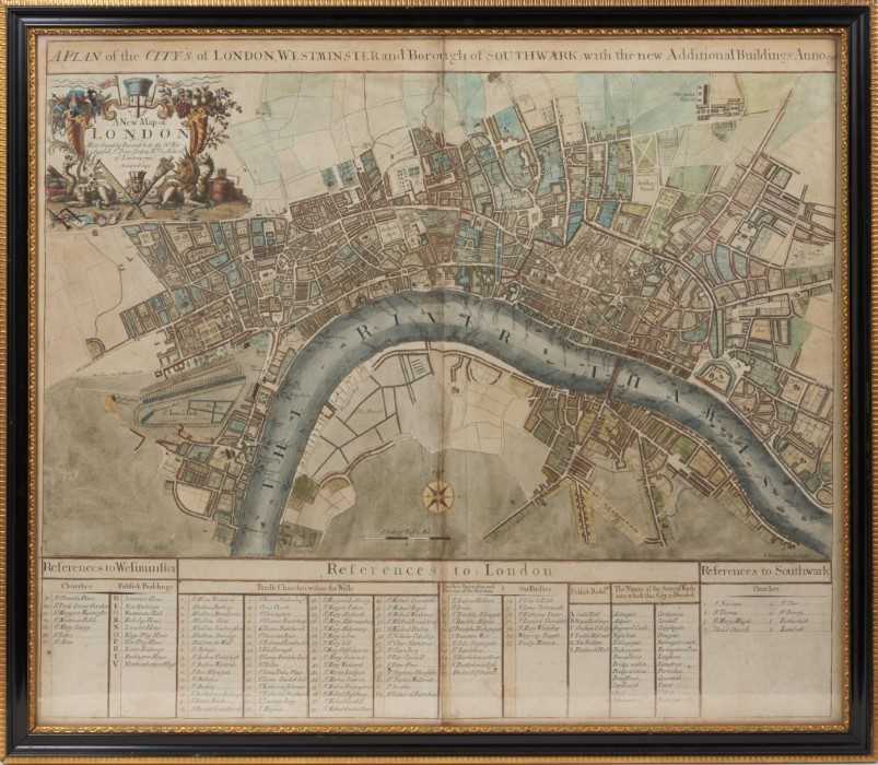 S. Parker, hand-coloured engraving: "A Plan of the City's of London, Westminster and Borough of Sout