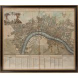 S. Parker, hand-coloured engraving: "A Plan of the City's of London, Westminster and Borough of Sout