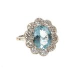 Aquamarine and diamond ring