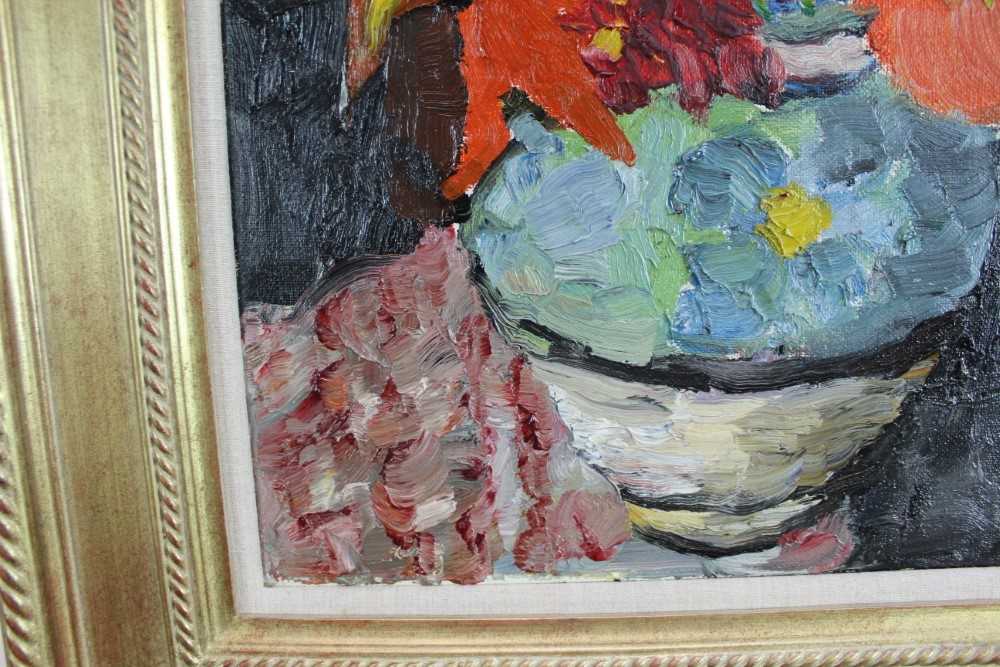 *Lucy Harwood (1893-1972) oil on canvas, Still life with flowers and wine glass, signed verso, 49 x - Bild 5 aus 9