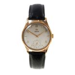 1950s gentlemen's Omega 9ct gold wristwatch on leather strap