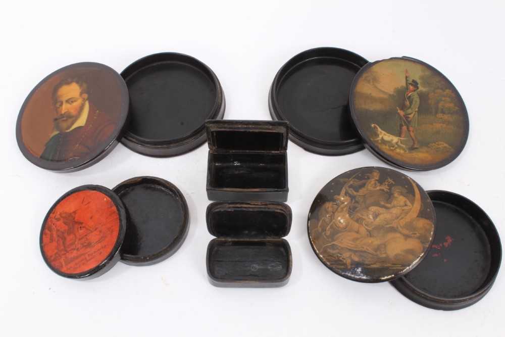 Group of 19th century papier mâché boxes and a portrait miniature - Bild 9 aus 9