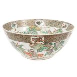 Large late 19th century Chinese Famille Verte porcelain punch bowl