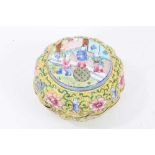 Chinese Canton enamel yellow ground box and cover