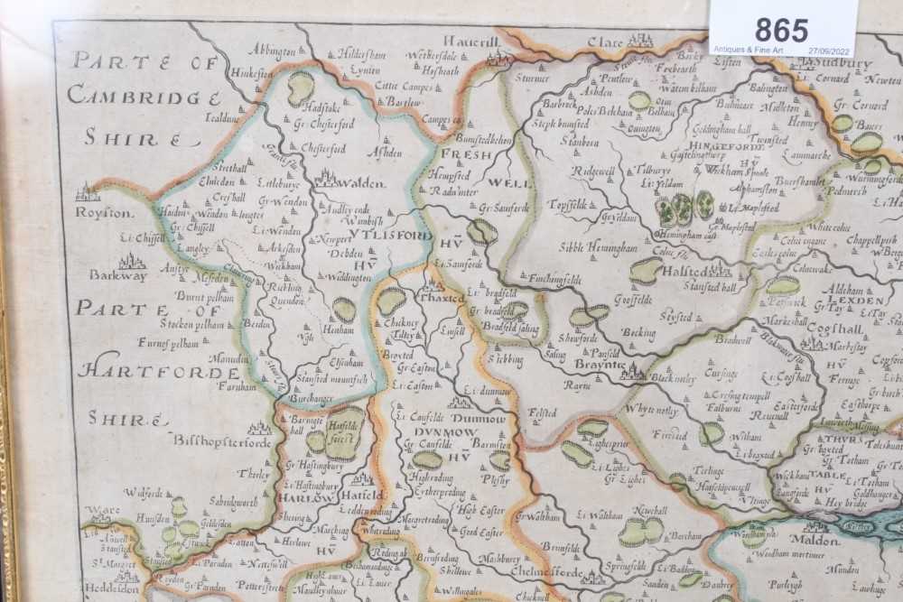 William Kipp after Saxon: 'Essexia Comitaatus.' 17th century hand coloured copper engraved map, - Image 3 of 7
