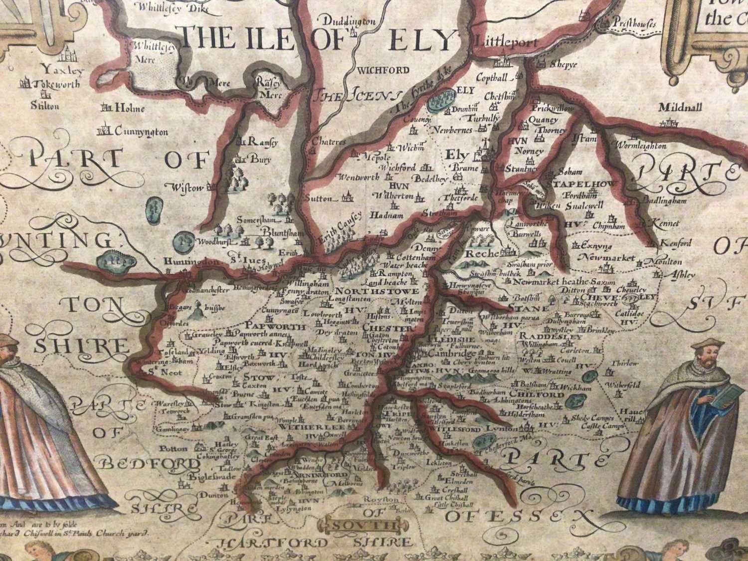 John Speede: 17th century hand-coloured engraved map of Cambridgeshire "Described With The - Image 6 of 10