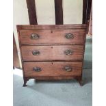 George III mahogany chest of three long drawers